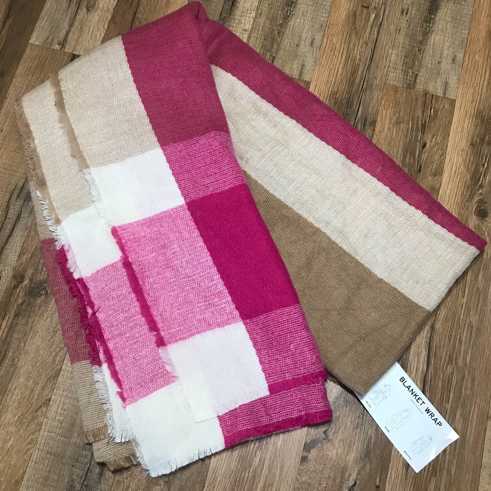 NWT Pink and Tan Blanket Wrap